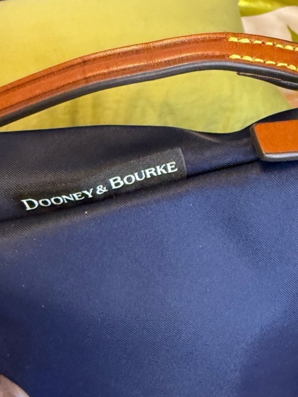 Dooney & Bourke Navy Nylon Crossbody with Brown Leather Trim - Picture 7 of 14